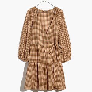 Madewell Gingham Puff Sleeve Wrap Dress